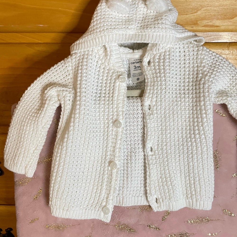 NWT Carters 3m Cable Knit Cardigan with ears button up